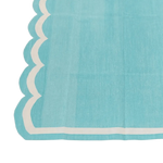 Handwoven Reversible Cotton Scalloped Rug - Blue