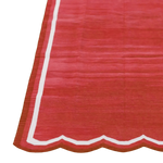 Handwoven Scalloped Cotton Rug - Red