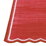 Handwoven Scalloped Cotton Rug - Red