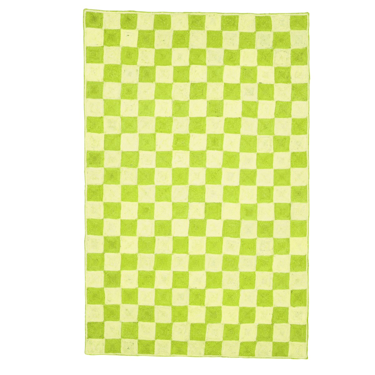 Light Green Checker Jute Rug