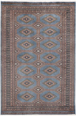 The Light Slate Grey Rajasthani hand-knotted area rug features intricate traditional patterns in soft slate grey hues. Its artisan craftsmanship and luxurious texture add a refined, cultural touch to any space.