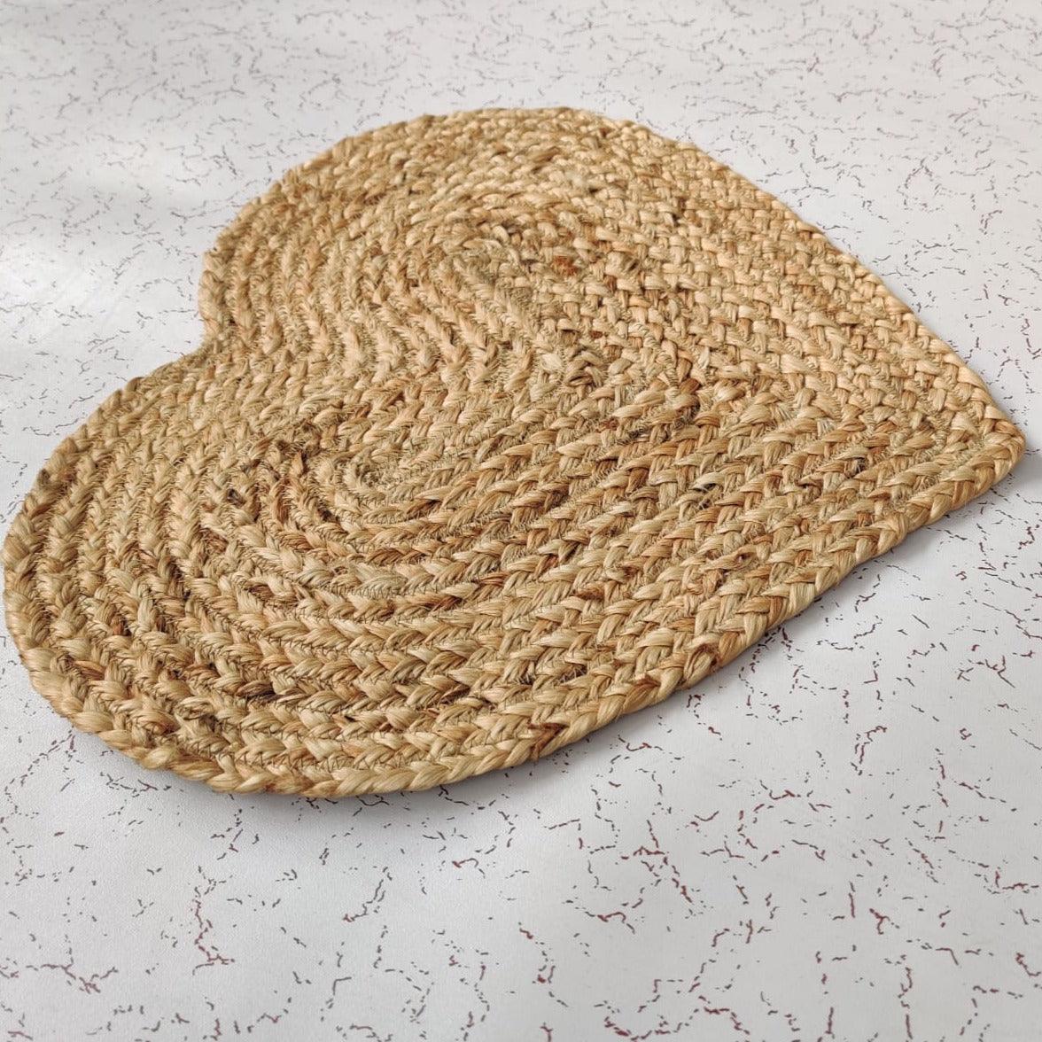 Love Heart Shape Jute Rug