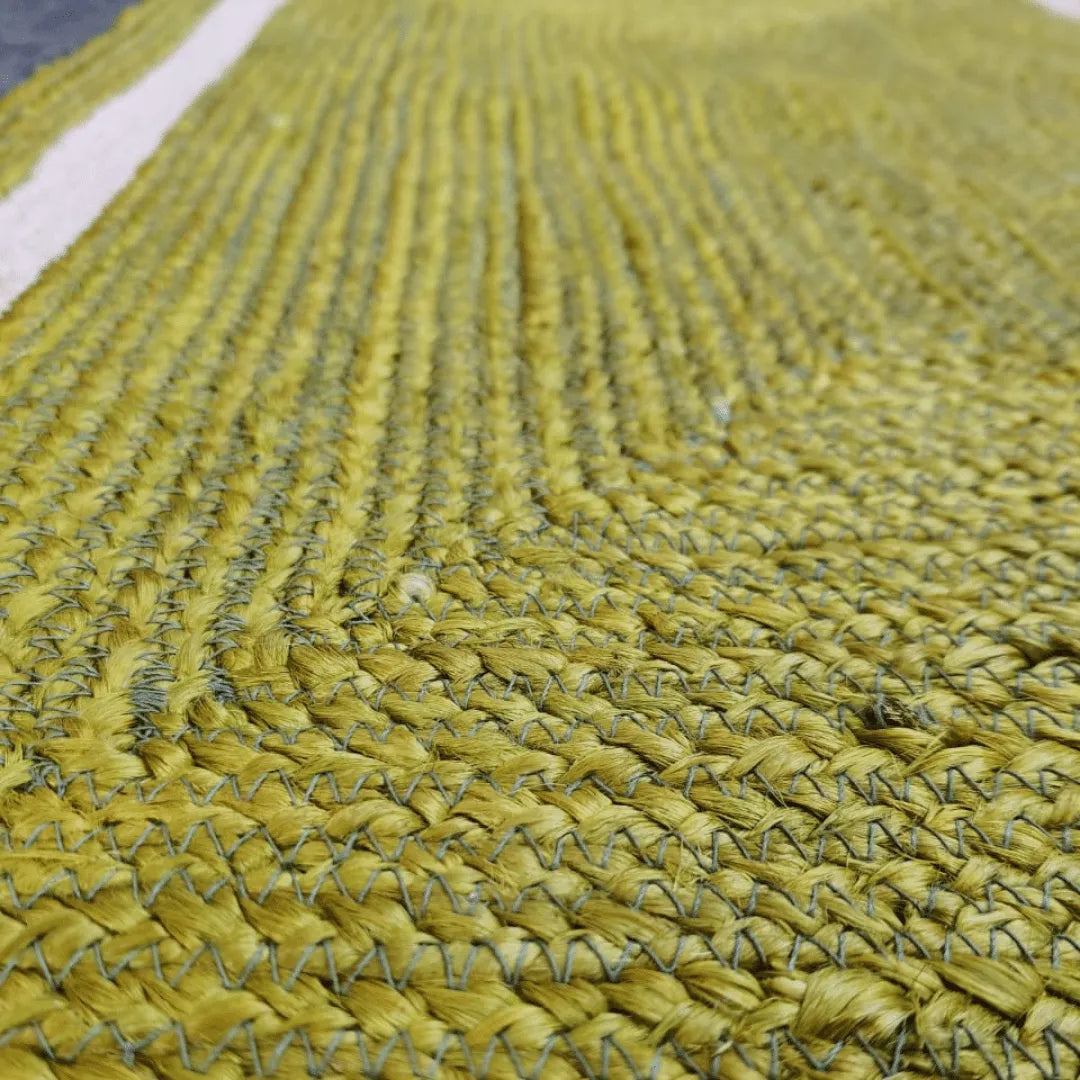 Mustard and Gray Braided Jute Rug