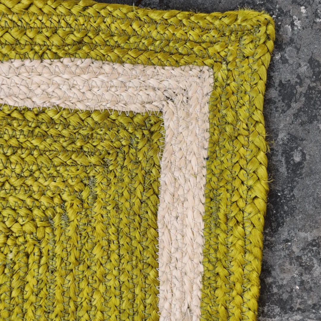 Mustard and Gray Braided Jute Rug