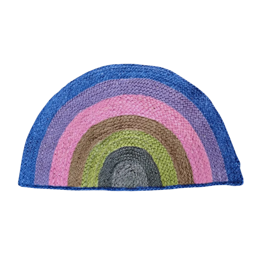 Rainbow Half Moon Accent Jute Rug - Purple