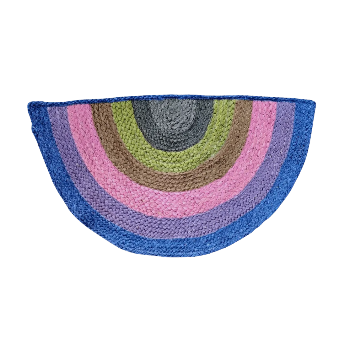 Rainbow Half Moon Accent Jute Rug - Purple