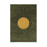 Moss Green Gold Circle Geometric Hand Tufted Wool Rug