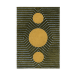 Moss Green Golden Geometric Hand Tufted Wool Rug