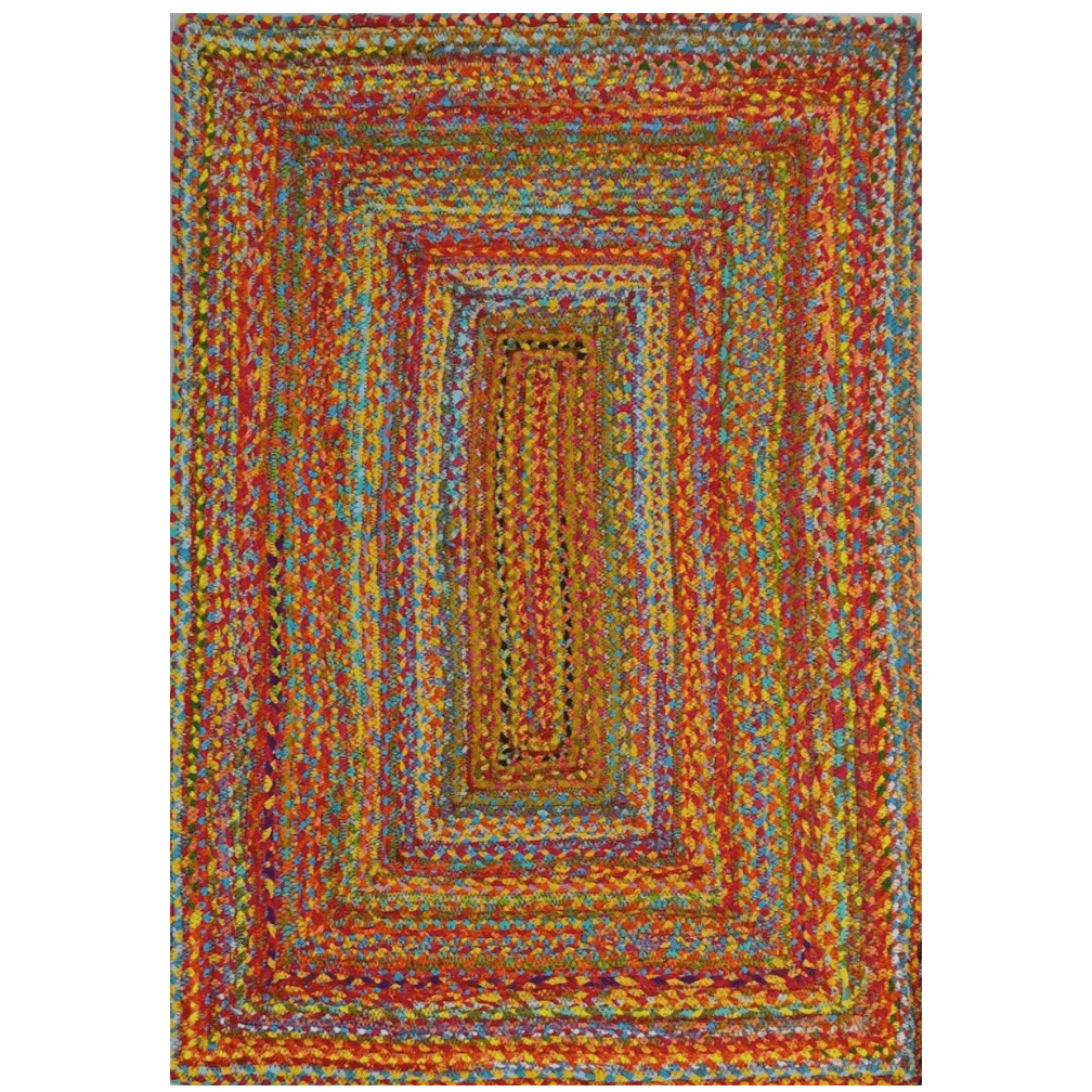 Multicolored Pop Rectangular Hand Made Chindhi Cotton Rug