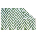 Natural Vegetable Dyed Indian Dhurrie Reversible Cotton Rug - Chevron Green