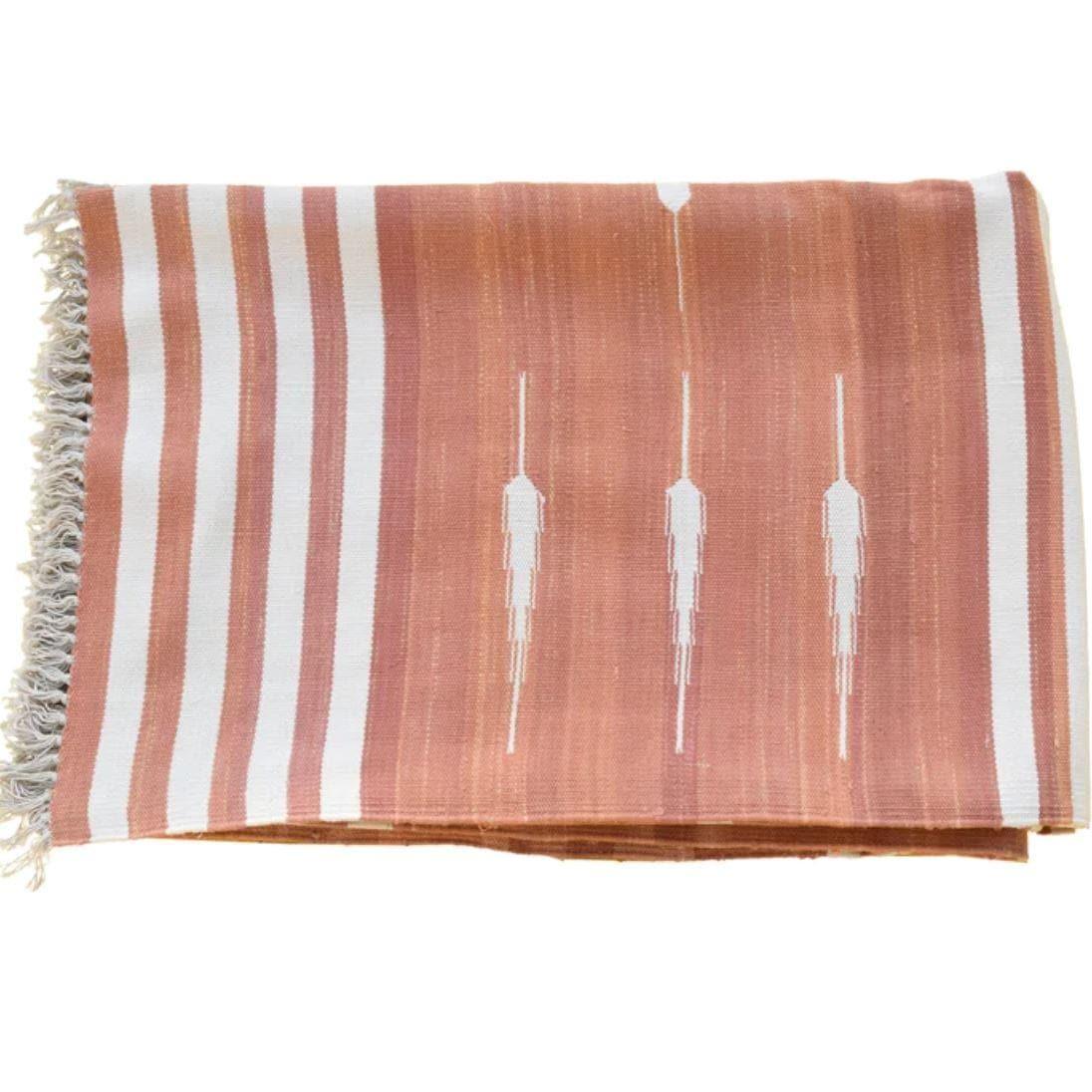 Natural Vegetable Dyed Indian Dhurrie Reversible Cotton Rug - Clay