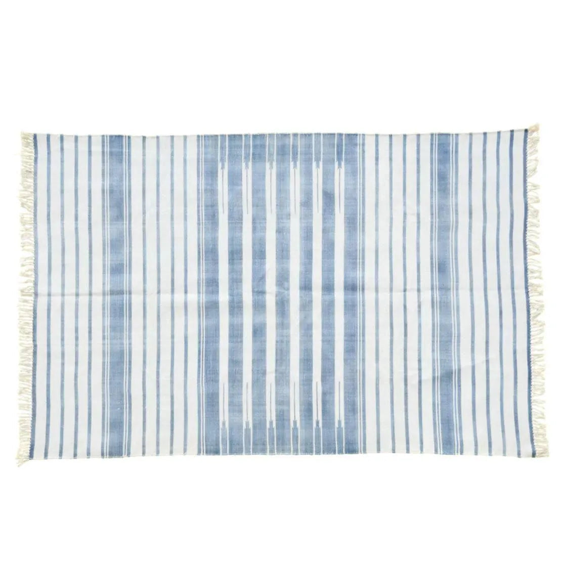 Natural Vegetable Dyed Indian Dhurrie Reversible Cotton Rug - Light Indigo