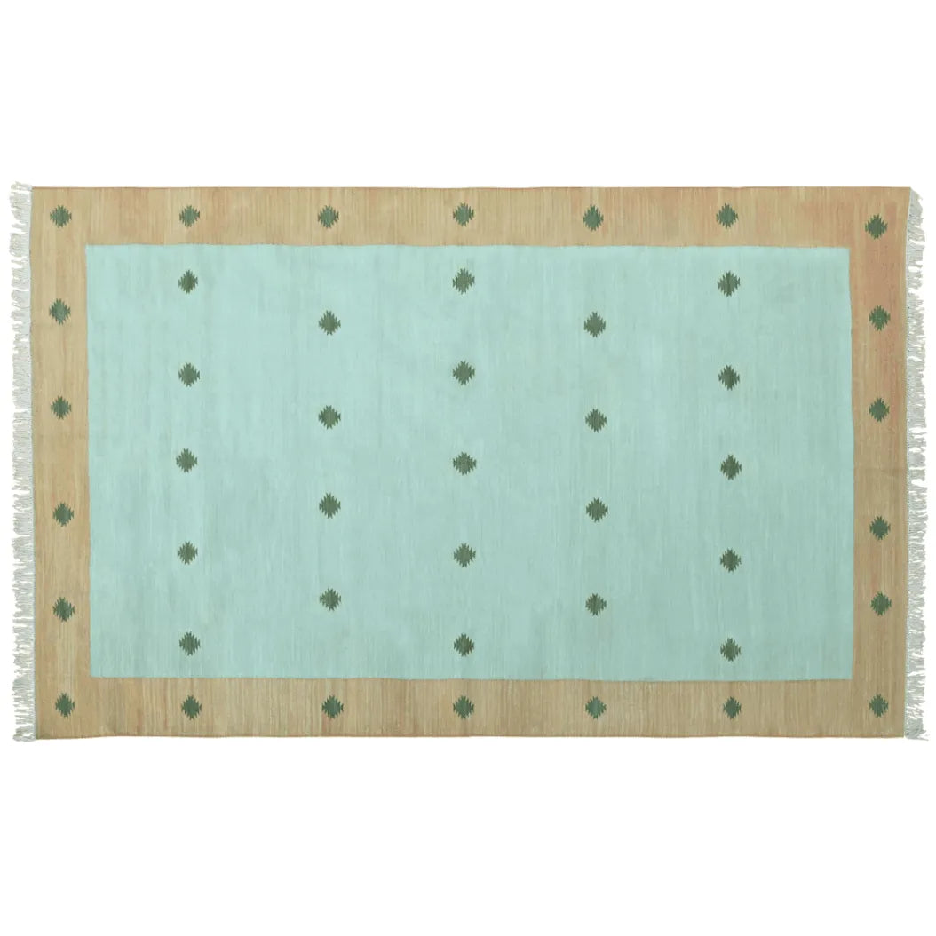 Natural Vegetable Dyed Indian Dhurrie Reversible Cotton Rug - Mini Diamond Pastel