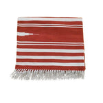 Natural Vegetable Dyed Indian Dhurrie Reversible Cotton Rug - Red