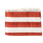 Natural Vegetable Dyed Indian Dhurrie Reversible Cotton Rug - Red Stripe