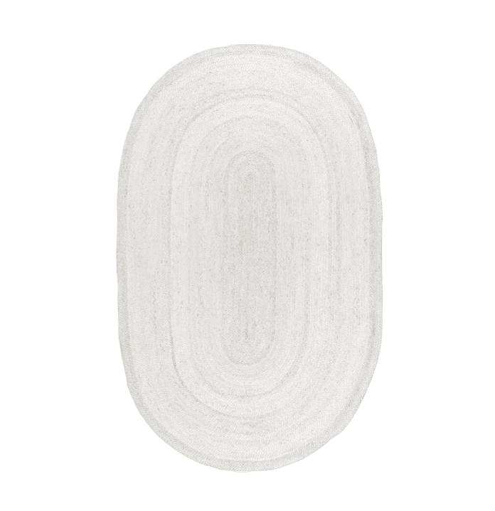 Off White Oval Braided Jute Rug