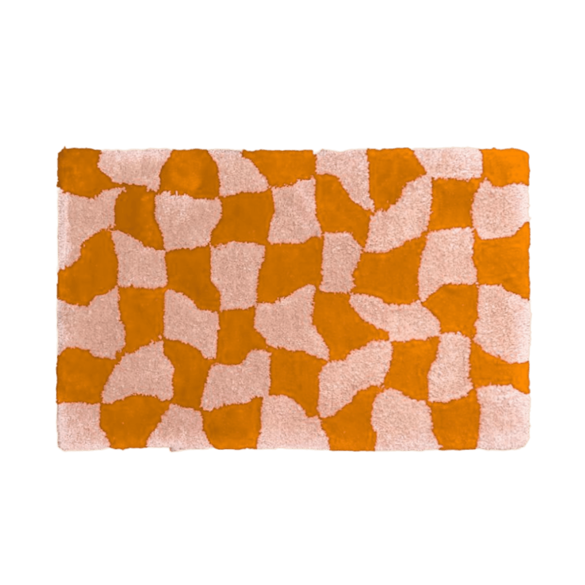 Orange Abstract Checker Hand Tufted Wool Rug