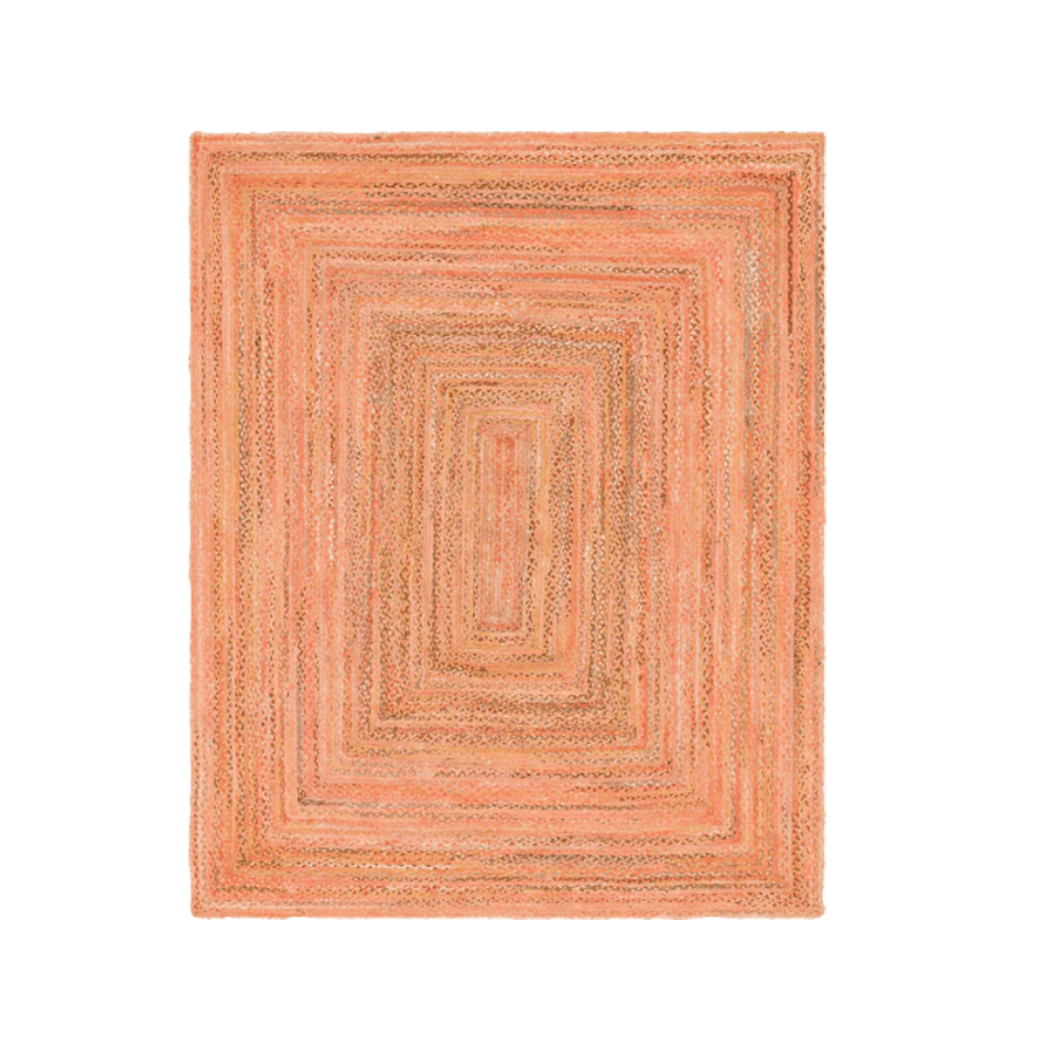 Orange Hand Braided Jute Area Rug