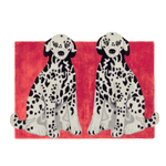 Pair of Doggie Hand Tufted Wool Rug - Red