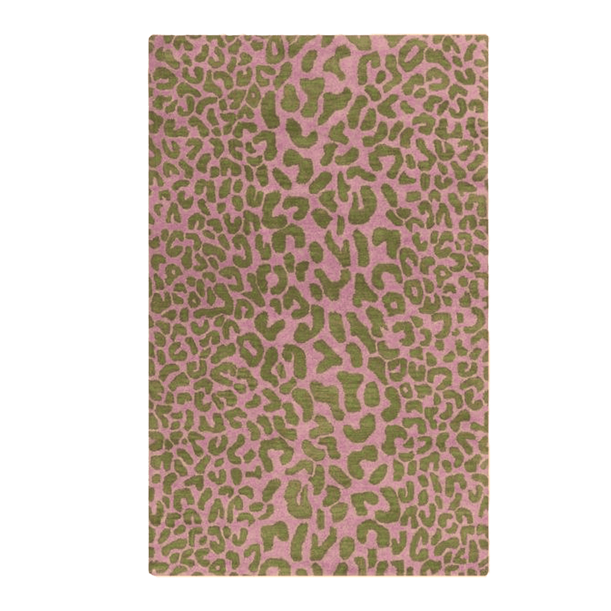 Pink and Gold Leopard Print Hand Tufted Wool Rug