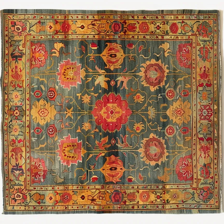 Intricate Bloom Wool Hand Knotted Area Rug