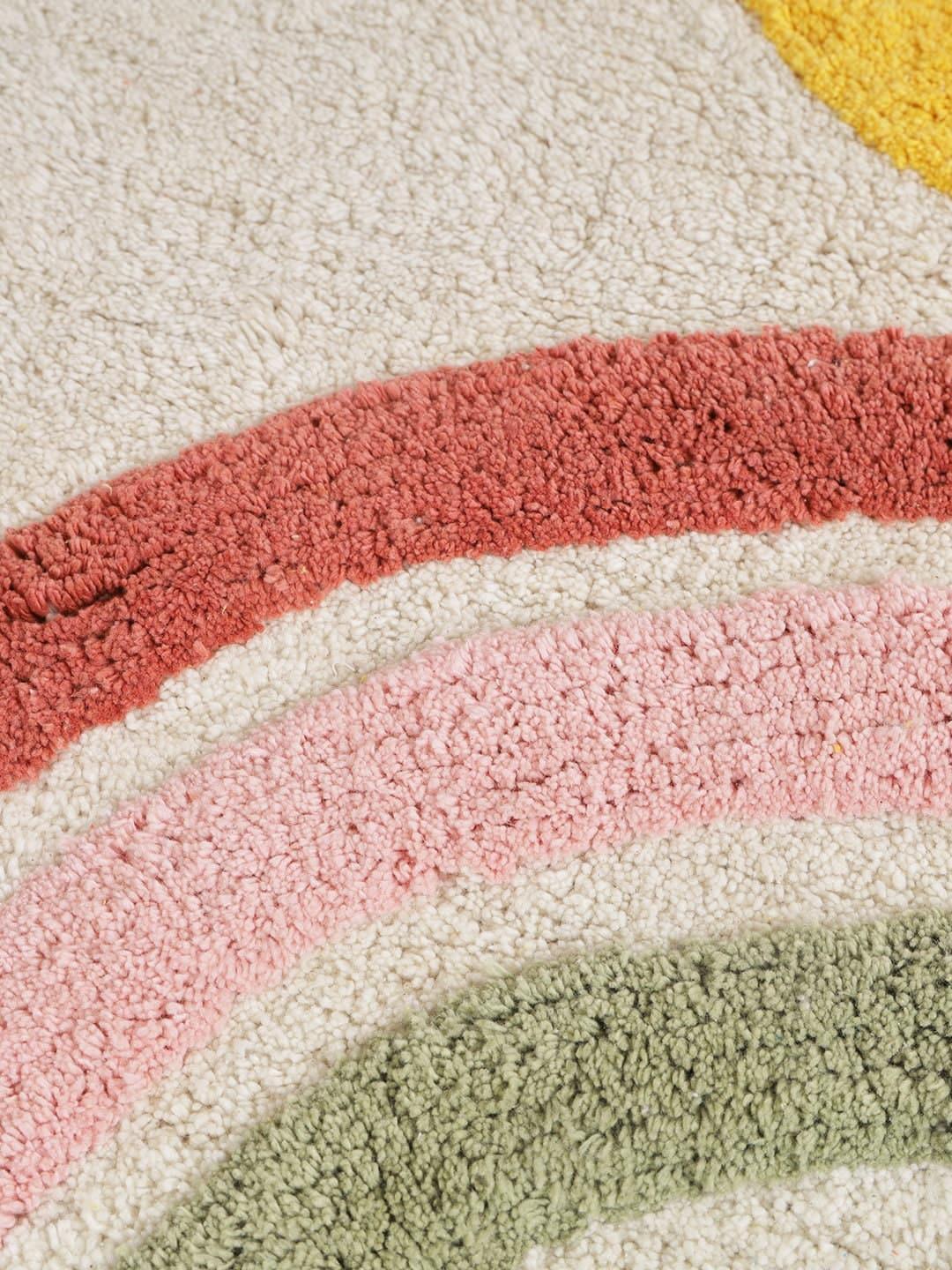 Rainbow Design Hand Tufted Cotton Bath Mat