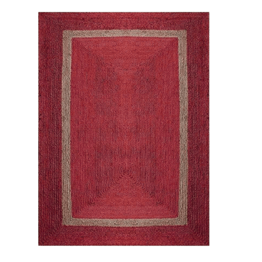 Red and Gray Braided Jute Rug