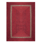 Red and Gray Braided Jute Rug