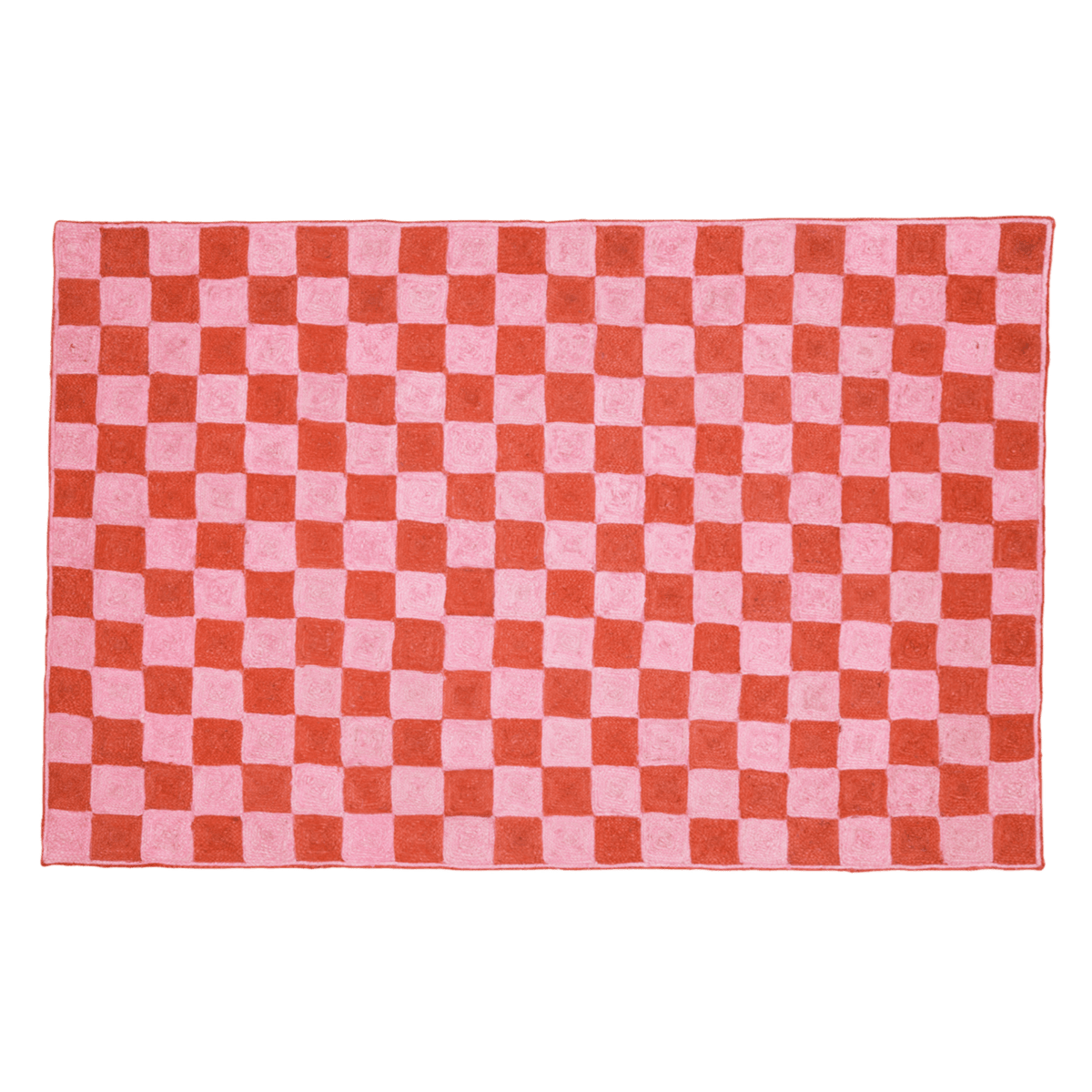 Red Checker Jute Rug