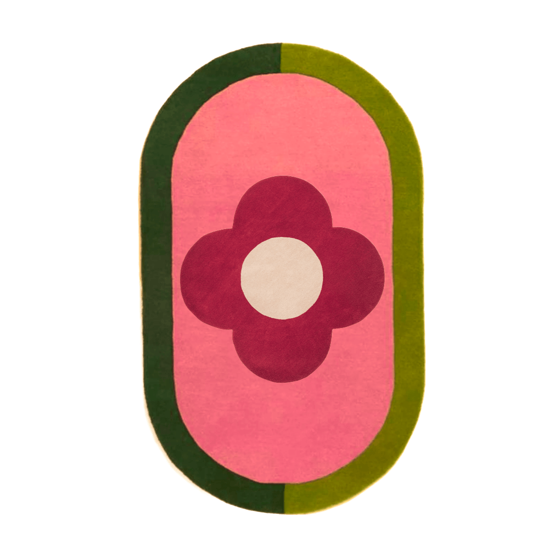 Red Flower Hand Tufted Wool Rug