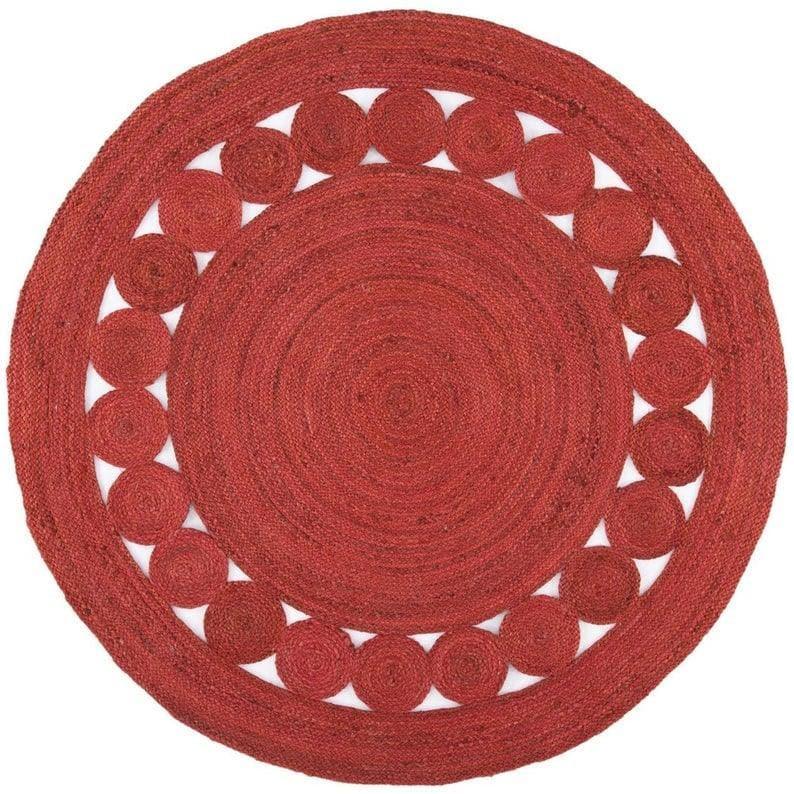 Red Round Jute Rug