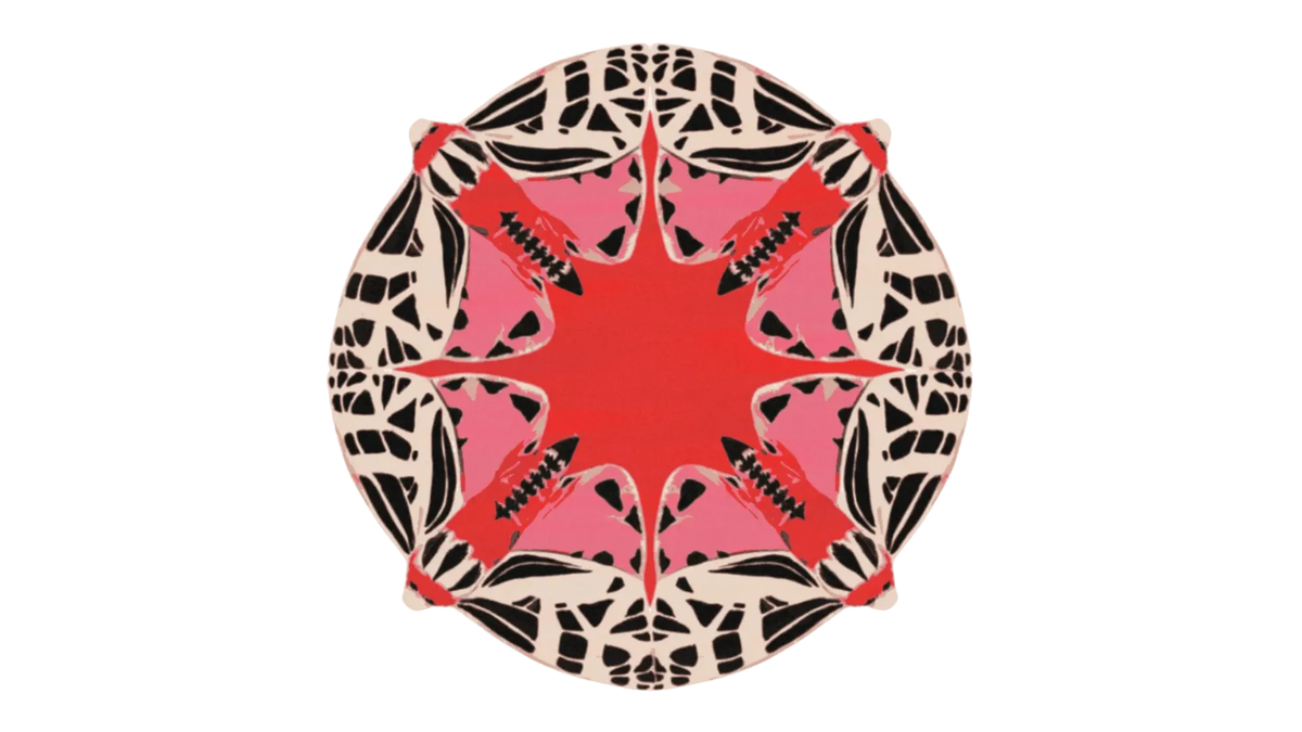 Round Abstract Butterfly Hand Tufted Rug - Red - MAIA HOMES