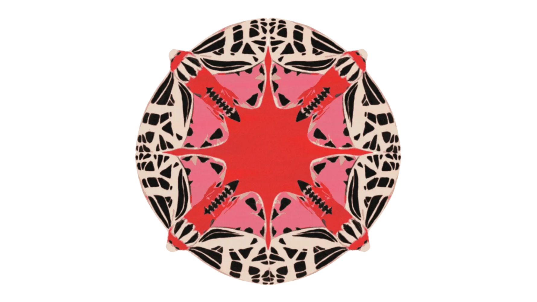 Round Abstract Butterfly Hand Tufted Rug - Red - MAIA HOMES