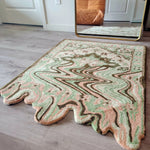 Lime Green Melting Traditional Persian Hand Tufted Wool Rug