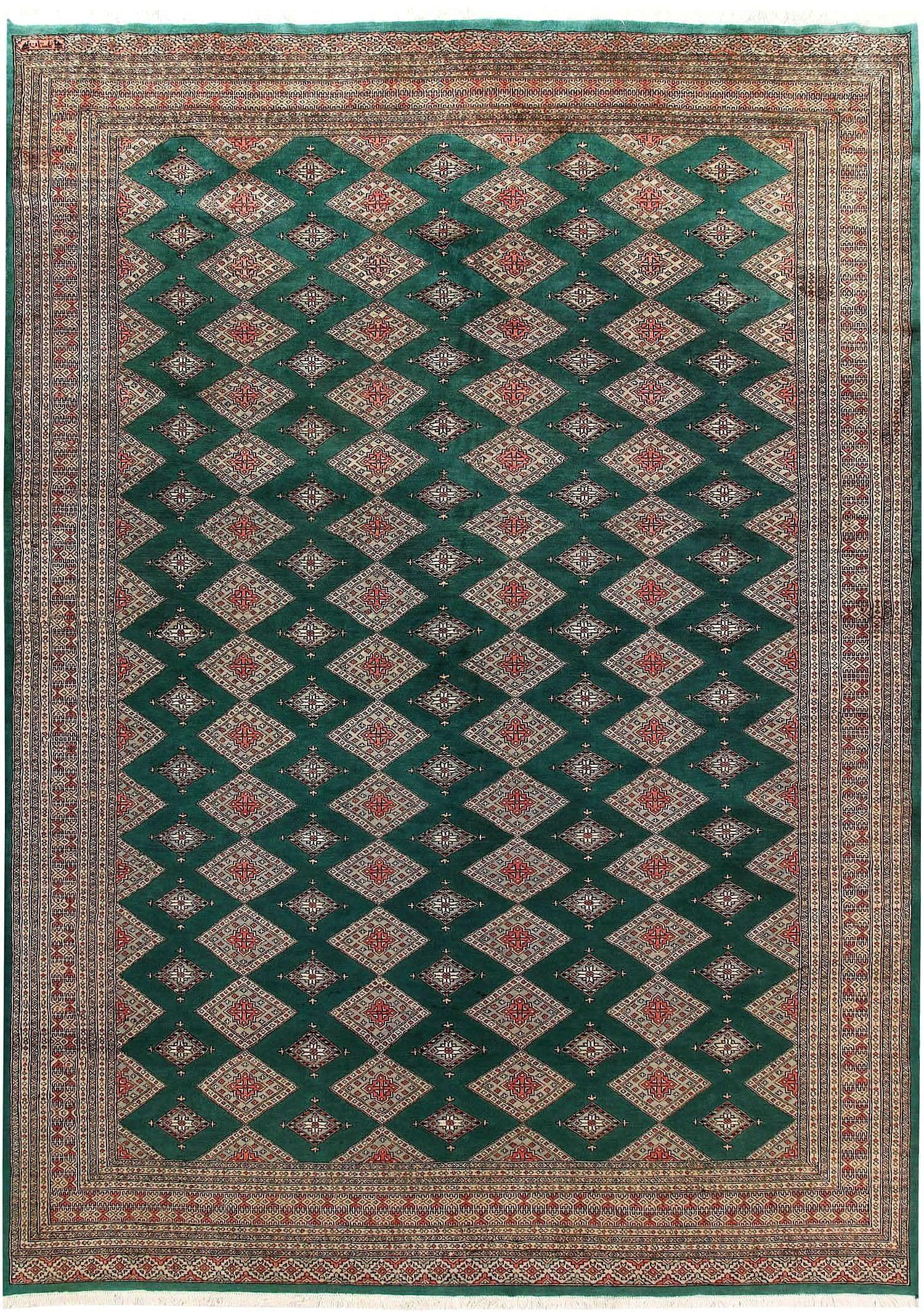 The Sea Green Sarong hand-knotted area rug features a soothing sea green hue with intricate patterns. Its handcrafted design and soft texture bring a serene and elegant touch to any space.