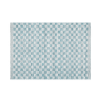 Sky Blue Checkered Jute Rug with Fringe