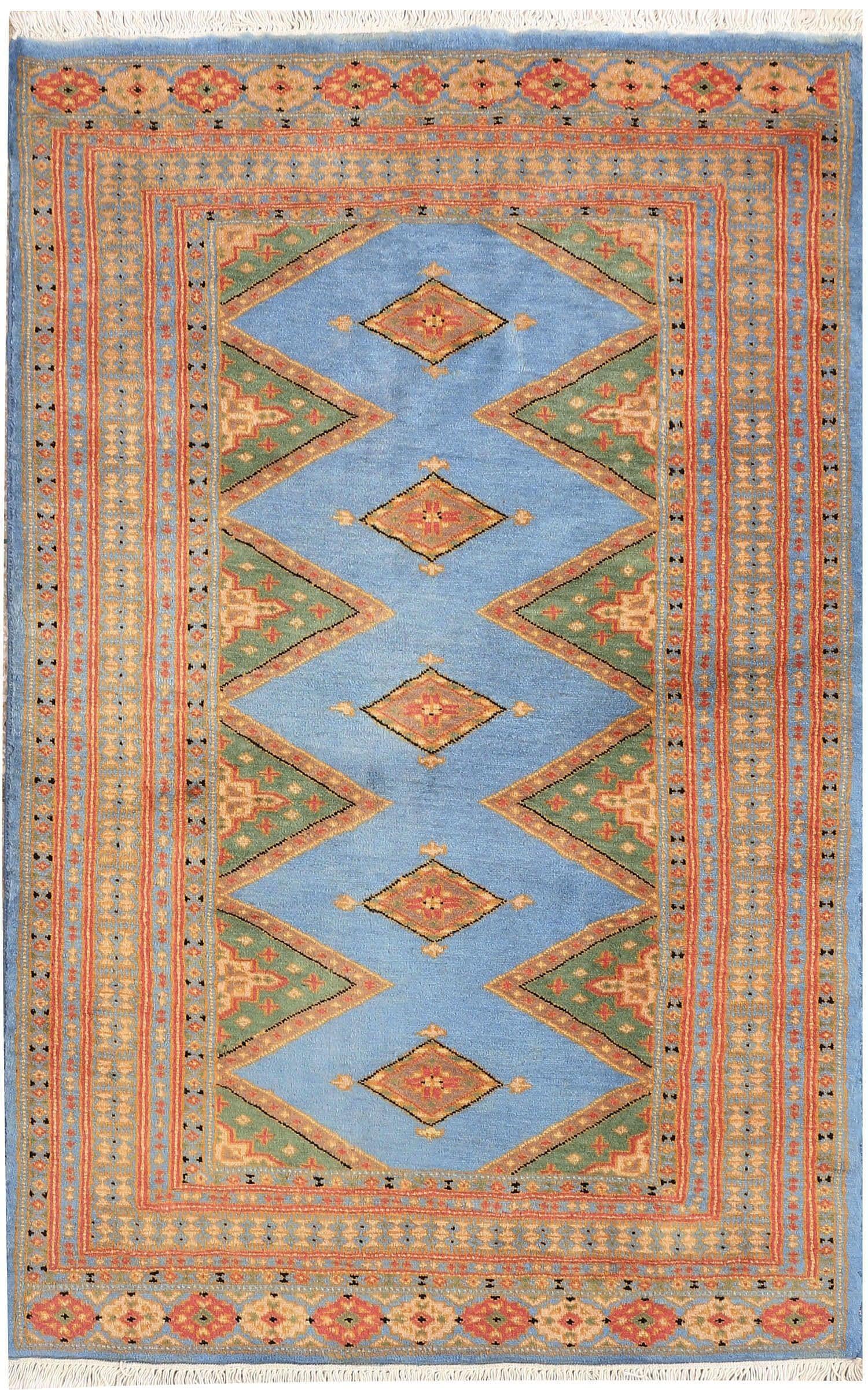 Sky Blue Java Kingdom Hand Knotted Area Rug