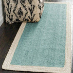 Sky Blue Rectangular Jute Rug