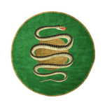 Snake and Apple Green Gold Round Hand Tufted Wool Rug