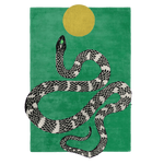 Snake and Sun Green Hand Tufted Wool Rug II