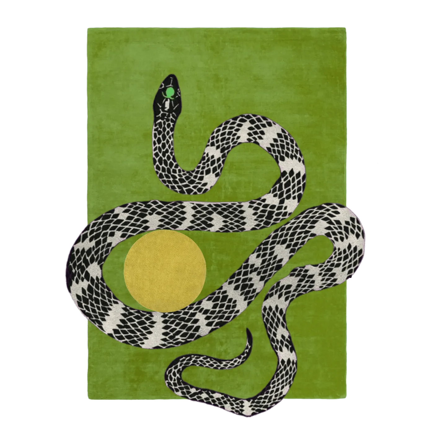 The "3D Snake Hand Tufted Wool Rug 5' x 8'" showcases a captivating 3D snake design, creating a bold and artistic statement in any room. Crafted from high-quality wool, this rug offers both texture and durability for a unique decor piece.