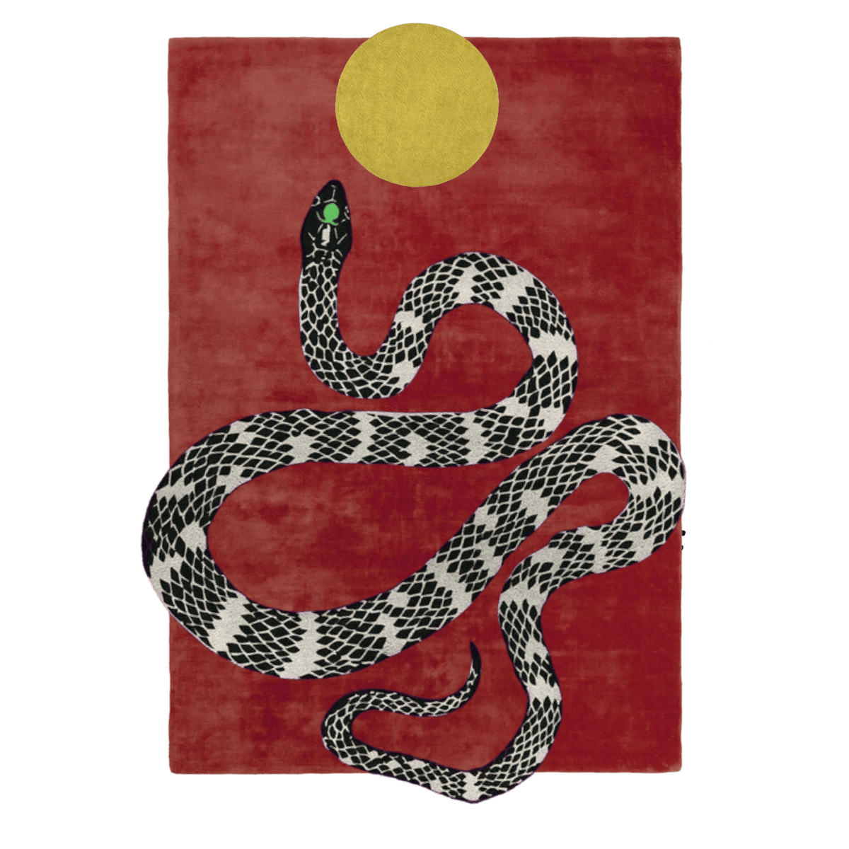 Snake and Sun Red Hand Tufted Wool Rug