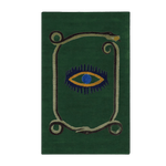 Snake and Yellow Evil Eyes Green Hand Tufted Wool Rug