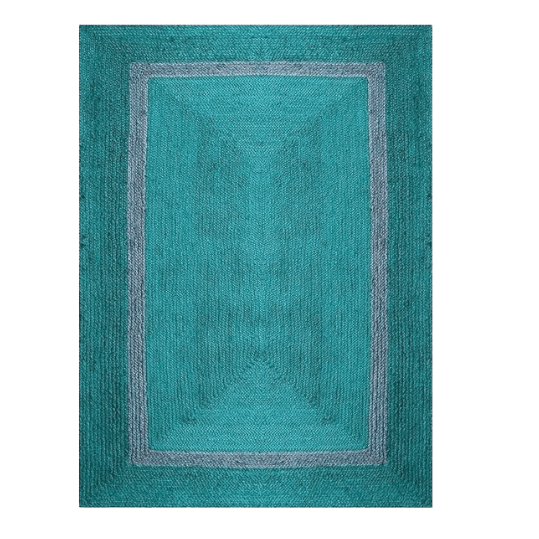 Teal and Gray Braided Jute Rug