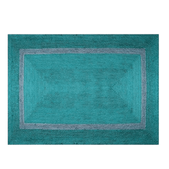 Teal and Gray Braided Jute Rug