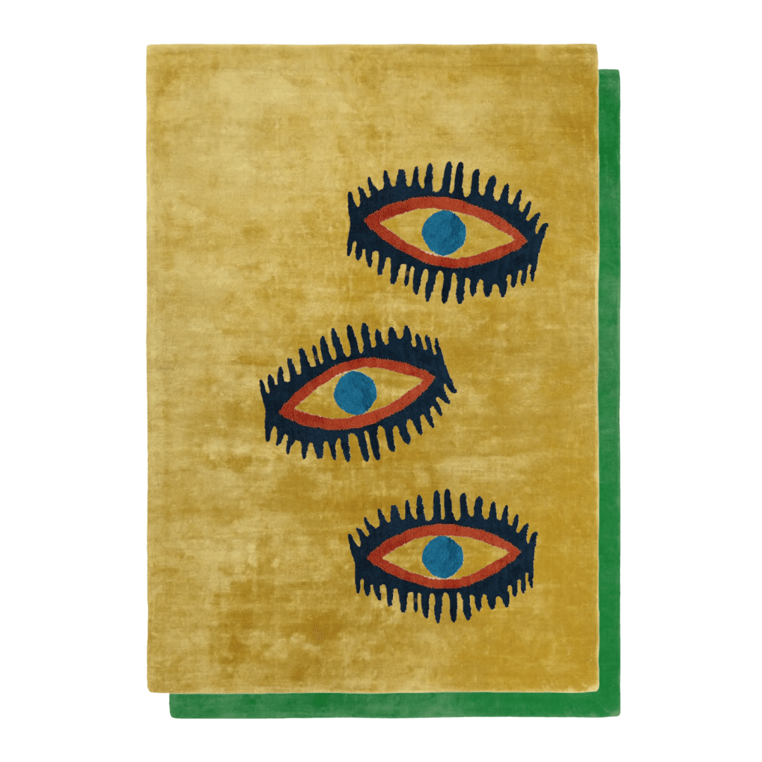 Three Evil Eyes Viscose Hand Tufted Wool Rug