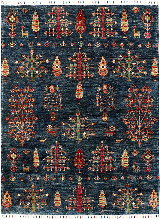 Tibetan Trees of Life Wool Hand Knotted Area Rug - 1001 Knots