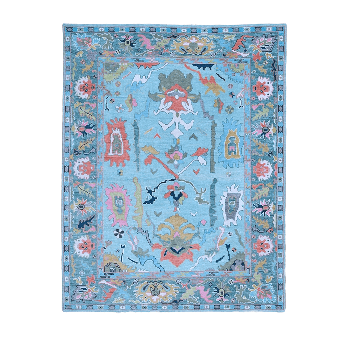 Traditional Floral Hand Tufted Wool Rug - Blue