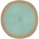 Turquoise Round Jute Rug