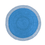 Two Toned Blue Round Jute Rug